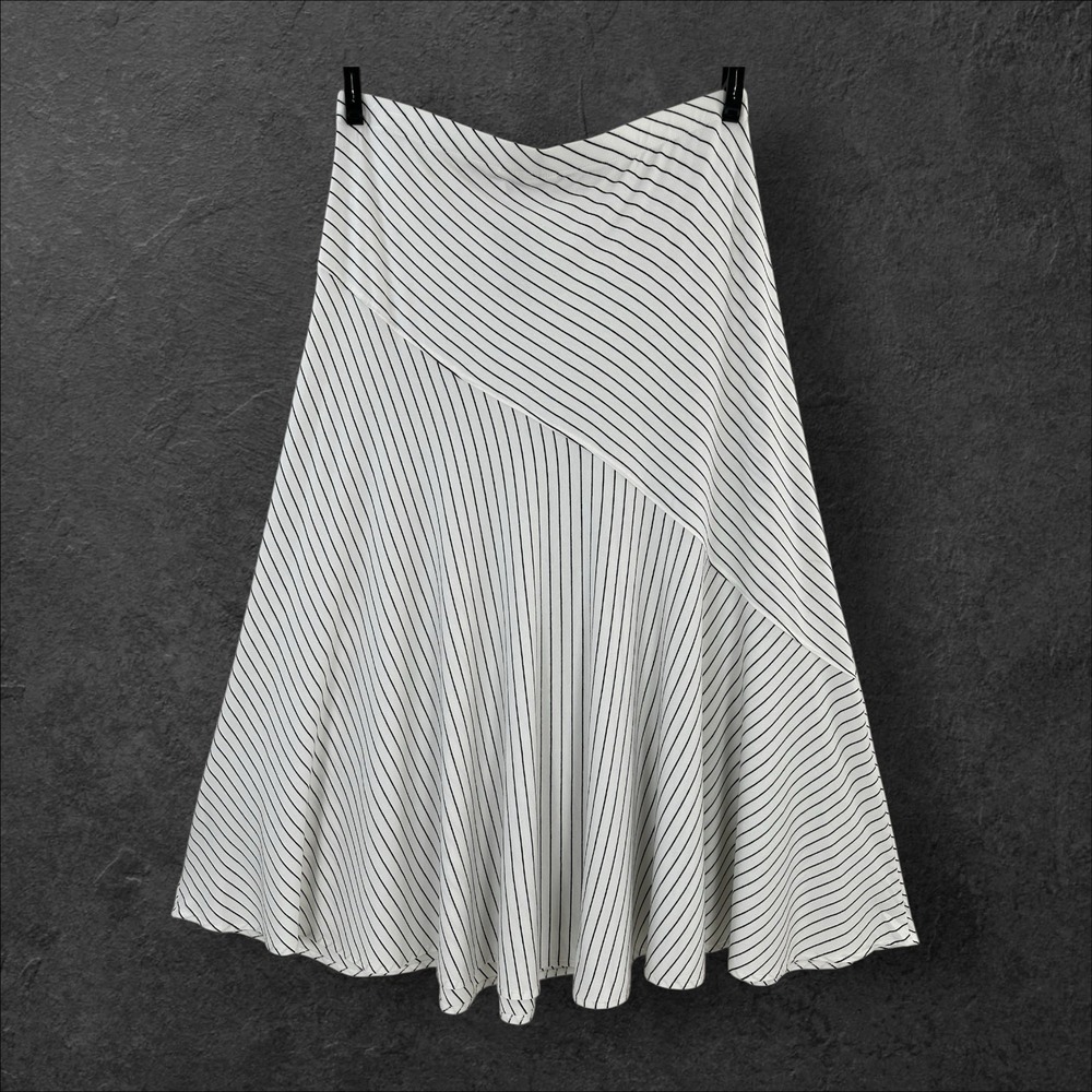 NEW $99 Chico's MAXI Skirt Size XL (3) Striped Sammi Black/White Stripe NWT
